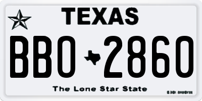 TX license plate BBO2860