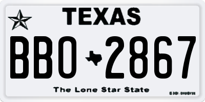 TX license plate BBO2867
