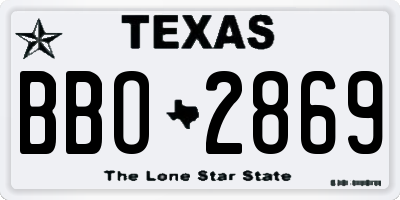 TX license plate BBO2869