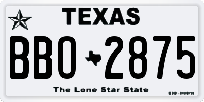 TX license plate BBO2875