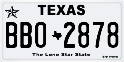 TX license plate BBO2878