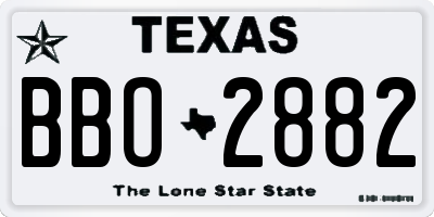TX license plate BBO2882