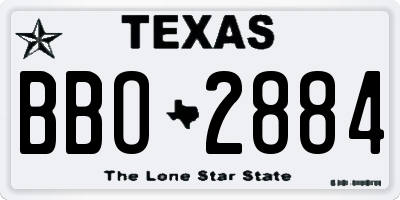 TX license plate BBO2884