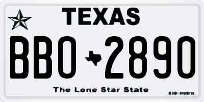 TX license plate BBO2890