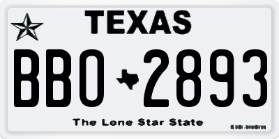 TX license plate BBO2893