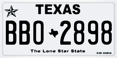 TX license plate BBO2898