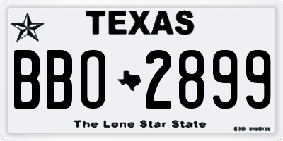 TX license plate BBO2899
