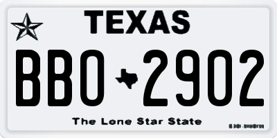 TX license plate BBO2902
