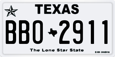 TX license plate BBO2911