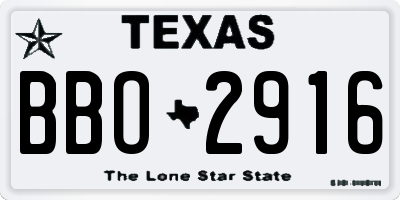 TX license plate BBO2916