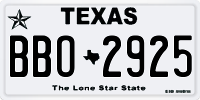 TX license plate BBO2925