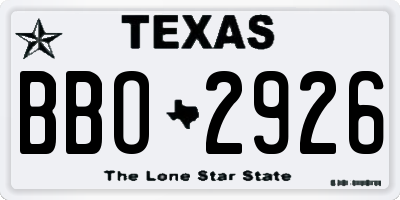 TX license plate BBO2926