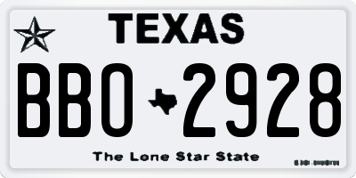 TX license plate BBO2928