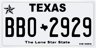 TX license plate BBO2929