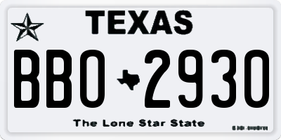 TX license plate BBO2930