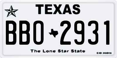 TX license plate BBO2931
