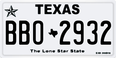TX license plate BBO2932
