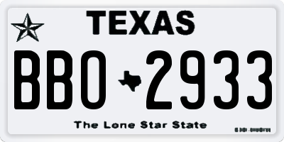 TX license plate BBO2933