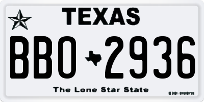 TX license plate BBO2936