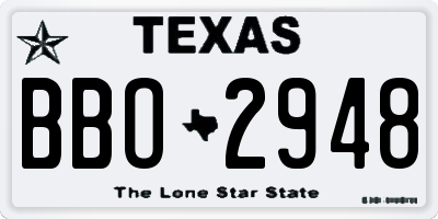 TX license plate BBO2948