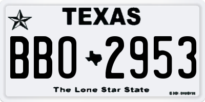 TX license plate BBO2953