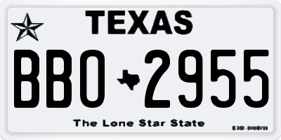 TX license plate BBO2955
