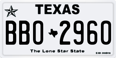 TX license plate BBO2960