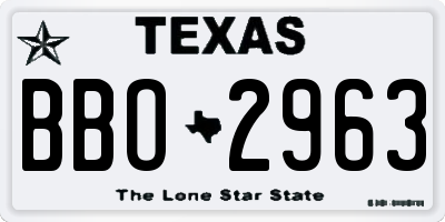 TX license plate BBO2963