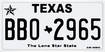 TX license plate BBO2965