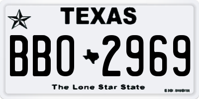 TX license plate BBO2969