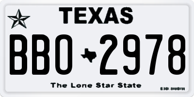 TX license plate BBO2978