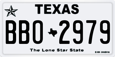 TX license plate BBO2979