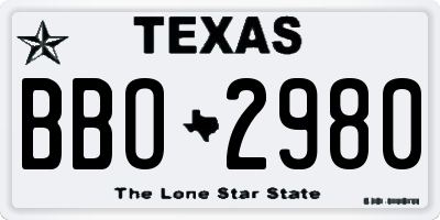 TX license plate BBO2980