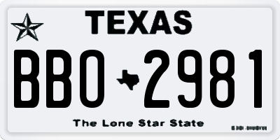 TX license plate BBO2981