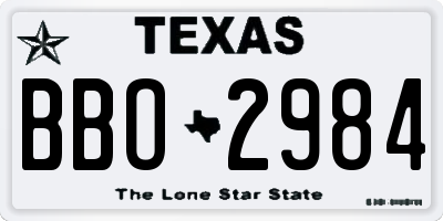 TX license plate BBO2984
