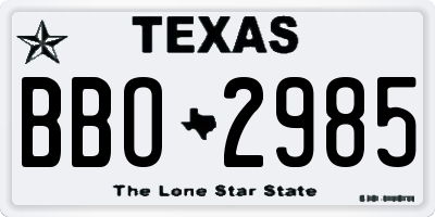 TX license plate BBO2985