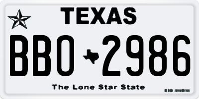 TX license plate BBO2986