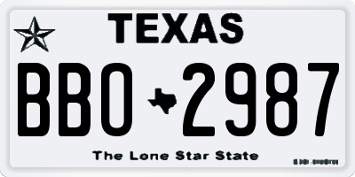 TX license plate BBO2987
