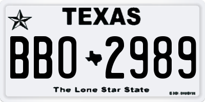 TX license plate BBO2989