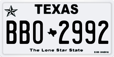 TX license plate BBO2992
