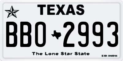TX license plate BBO2993
