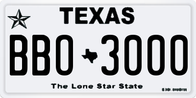 TX license plate BBO3000