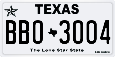 TX license plate BBO3004