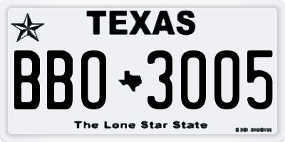 TX license plate BBO3005