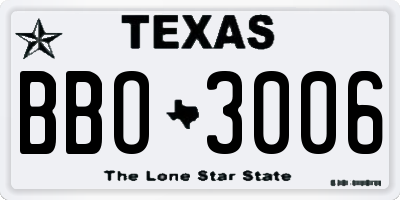TX license plate BBO3006