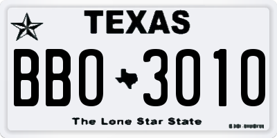 TX license plate BBO3010