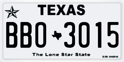 TX license plate BBO3015