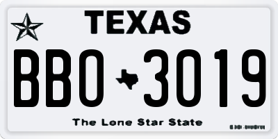 TX license plate BBO3019