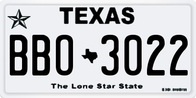 TX license plate BBO3022