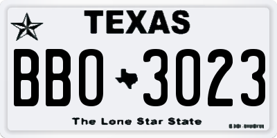 TX license plate BBO3023